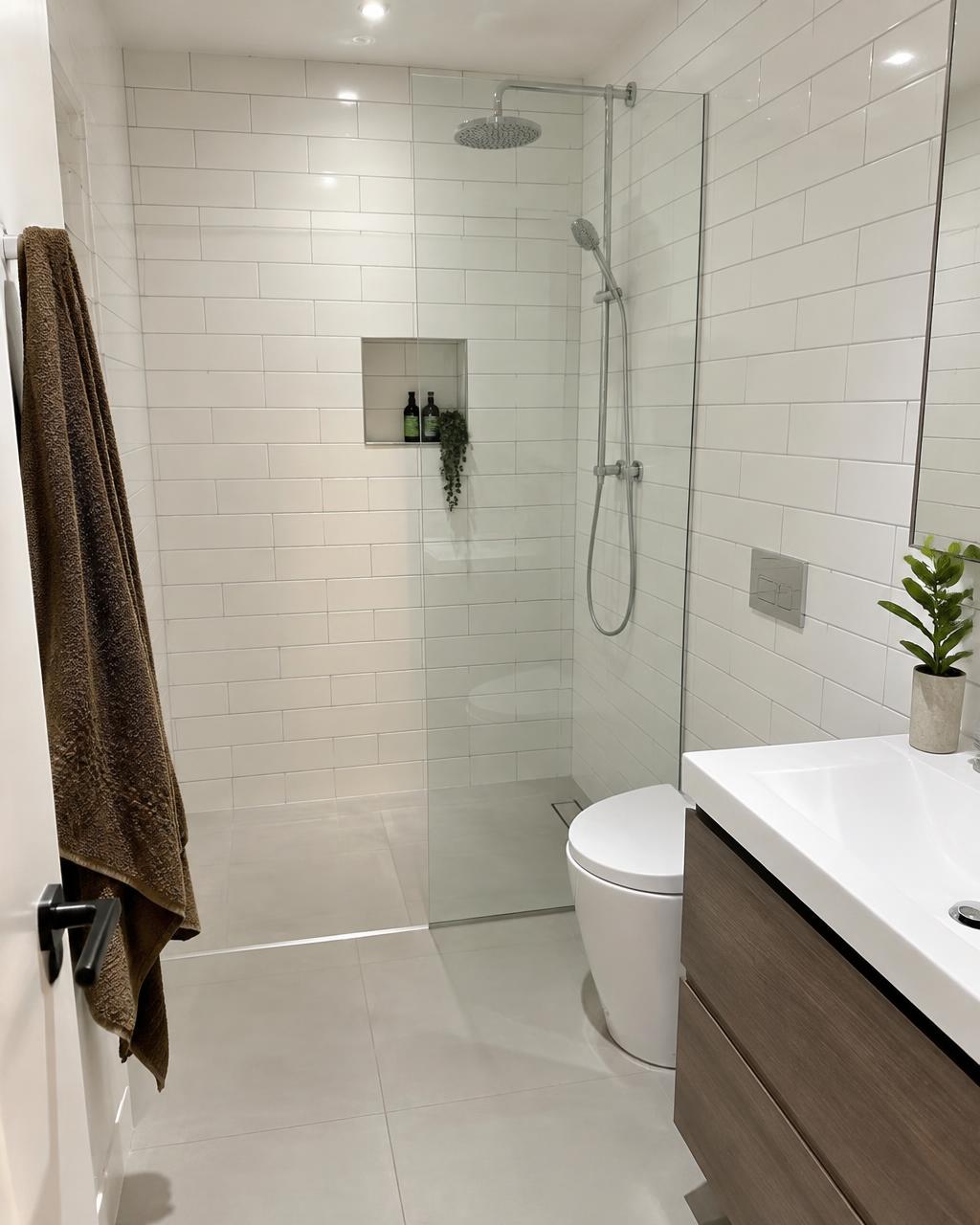 Spotless bathroom with a streak-free glass shower screen